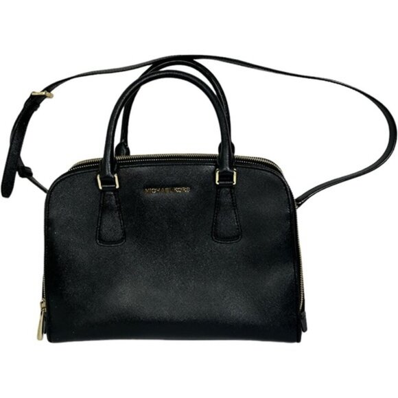 Michael Kors Reese Patent Saffiano Leather Bag Purse Black 30T4GEES3A Handbag - Picture 6 of 15